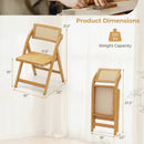 Rattan Cane Folding Dining Chairs Set of 2 with Rotatable Backrests-Natural by LJGDeals