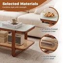 Rattan Coffee Table with Tempered Glass Top and Storage Shelf by LJGDeals