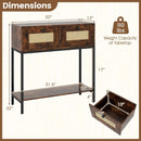 Rattan Console Table Boho Entryway Table with 2 Rattan Drawers and Open Storage Shelf by LJGDeals