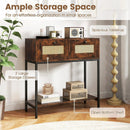 Rattan Console Table Boho Entryway Table with 2 Rattan Drawers and Open Storage Shelf by LJGDeals