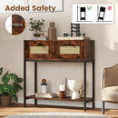 Rattan Console Table Boho Entryway Table with 2 Rattan Drawers and Open Storage Shelf by LJGDeals