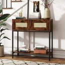 Rattan Console Table Boho Entryway Table with 2 Rattan Drawers and Open Storage Shelf by LJGDeals