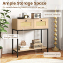 Rattan Console Table Boho Entryway Table with 2 Rattan Drawers and Open Storage Shelf by LJGDeals