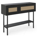 Rattan Console Table with 2 Storage Cabinets Shelf Carbon Steel Frame by LJGDeals
