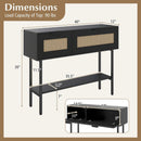 Rattan Console Table with 2 Storage Cabinets Shelf Carbon Steel Frame by DirectDeals
