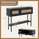 Rattan Console Table with 2 Storage Cabinets Shelf Carbon Steel Frame by LJGDeals