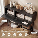 Rattan Console Table with 2 Storage Cabinets Shelf Carbon Steel Frame by LJGDeals