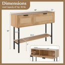 Rattan Console Table with 2 Storage Cabinets Shelf Carbon Steel Frame by DirectDeals