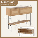 Rattan Console Table with 2 Storage Cabinets Shelf Carbon Steel Frame by LJGDeals