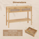 Rattan Console Table with 2 Drawers and Bottom Shelf by LJGDeals
