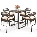 5 Piece Rattan Counter Set with 4 Stools and Polywood Bar Table-Brown by LJGDeals
