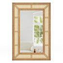 Rattan Decorative Wall Mirror with Wooden Frame for Bathroom and Living Room-Natural by LJGDeals