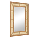 Rattan Decorative Wall Mirror with Wooden Frame for Bathroom and Living Room-Natural