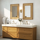 Rattan Decorative Wall Mirror with Wooden Frame for Bathroom and Living Room-Natural