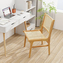 Rattan Dining Chair with Natural Cane Woven Backrest and Teak Wood Frame by LJGDeals