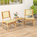 Rattan Dining Chair with Natural Cane Woven Backrest and Teak Wood Frame by LJGDeals