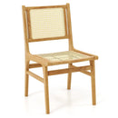 Rattan Dining Chair with Natural Cane Woven Backrest and Teak Wood Frame by LJGDeals
