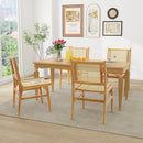Rattan Dining Chair with Natural Cane Woven Backrest and Teak Wood Frame by LJGDeals