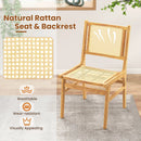 Rattan Dining Chair with Natural Cane Woven Backrest and Teak Wood Frame by LJGDeals