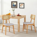 Rattan Dining Chair Set of 2 with Can Back and Rubber Wood Frame-Natural by LJGDeals
