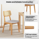 Rattan Dining Chair Set of 2 with Can Back and Rubber Wood Frame-Natural by LJGDeals