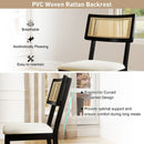Rattan Dining Chairs Set of 4 Fabric Upholstered Kitchen Chairs with Padded Seat and Rubber Wood Legs-Black by LJGDeals