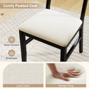 Rattan Dining Chairs Set of 4 Fabric Upholstered Kitchen Chairs with Padded Seat and Rubber Wood Legs-Black