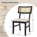 Rattan Dining Chairs Set of 2 Fabric Upholstered Kitchen Chairs with Padded Seat and Rubber Wood Legs-Black by LJGDeals
