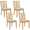 Rattan Dining Chairs Set of 4 with Padded Seats