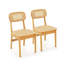 Set of 2 Rattan Dining Chairs with Simulated Rattan Backrest-Natural by LJGDeals