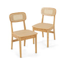 Set of 2 Rattan Dining Chairs with Simulated Rattan Backrest-Natural by LJGDeals