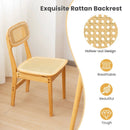 Set of 2 Rattan Dining Chairs with Simulated Rattan Backrest-Natural by LJGDeals
