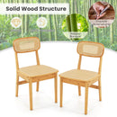 Set of 2 Rattan Dining Chairs with Simulated Rattan Backrest-Natural by LJGDeals
