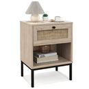 Rattan Nightstand Boho End Table with Rattan Drawer and Open Shelf by LJGDeals