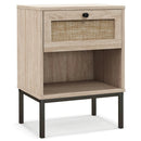 Rattan Nightstand Boho End Table with Rattan Drawer and Open Shelf by LJGDeals