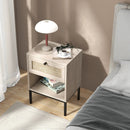 Rattan Nightstand Boho End Table with Rattan Drawer and Open Shelf by LJGDeals