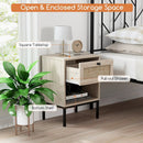 Rattan Nightstand Boho End Table with Rattan Drawer and Open Shelf by LJGDeals