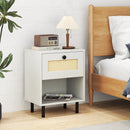 Rattan Nightstand Boho End Table with Rattan Drawer and Open Shelf by LJGDeals
