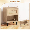 Rattan Nightstand Boho End Table with Rattan Drawer and Open Shelf by LJGDeals