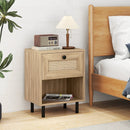 Rattan Nightstand Boho End Table with Rattan Drawer and Open Shelf by LJGDeals