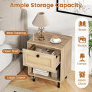 Rattan Nightstand Boho End Table with Rattan Drawer and Open Shelf by LJGDeals