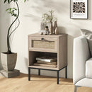 Rattan Nightstand Boho End Table with Rattan Drawer and Open Shelf Set of 2 by LJGDeals