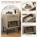 Rattan Nightstand Boho End Table with Rattan Drawer and Open Shelf Set of 2 by LJGDeals