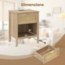 Rattan Nightstand with Charging Station and Storage Shelf for Bedroom by LJGDeals