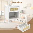 Rattan Nightstand with Charging Station and Storage Shelf for Bedroom by LJGDeals