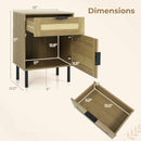 Rattan Nightstand with Drawer and Storage Cabinet