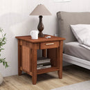 Rattan Nightstand End Table with Drawer and Storage Shelf-Walnut by LJGDeals