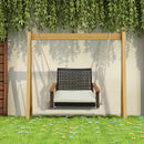 Single Rattan Porch Swing with Armrests Cushion and Hanging Ropes-White by LJGDeals