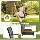 Single Rattan Porch Swing with Armrests Cushion and Hanging Ropes-White by LJGDeals