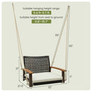 Single Rattan Porch Swing with Armrests Cushion and Hanging Ropes-White by LJGDeals